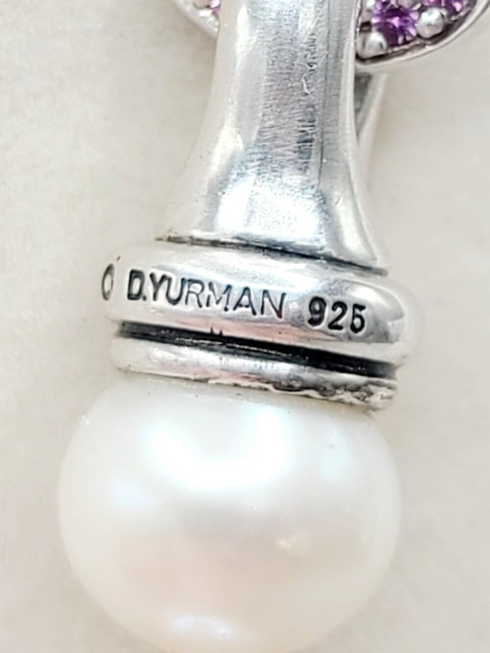 David Yurman Pearl Strand Buckle Necklace w/ Pink Sapphires - 16" - RARE - Picture 10 of 11